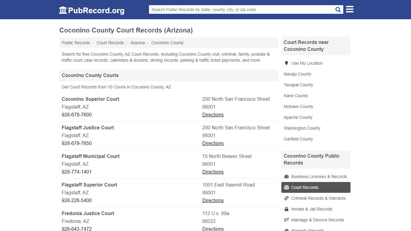Free Coconino County Court Records (Arizona Court Records) - PubRecord.org